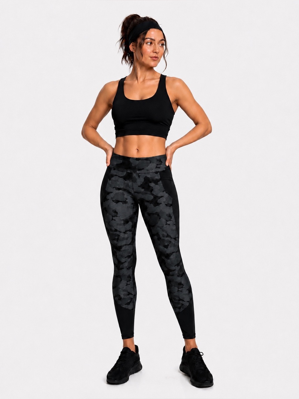 Calvin Klein High-Rise Camo Wick Performance Leggings Black Olive Size S